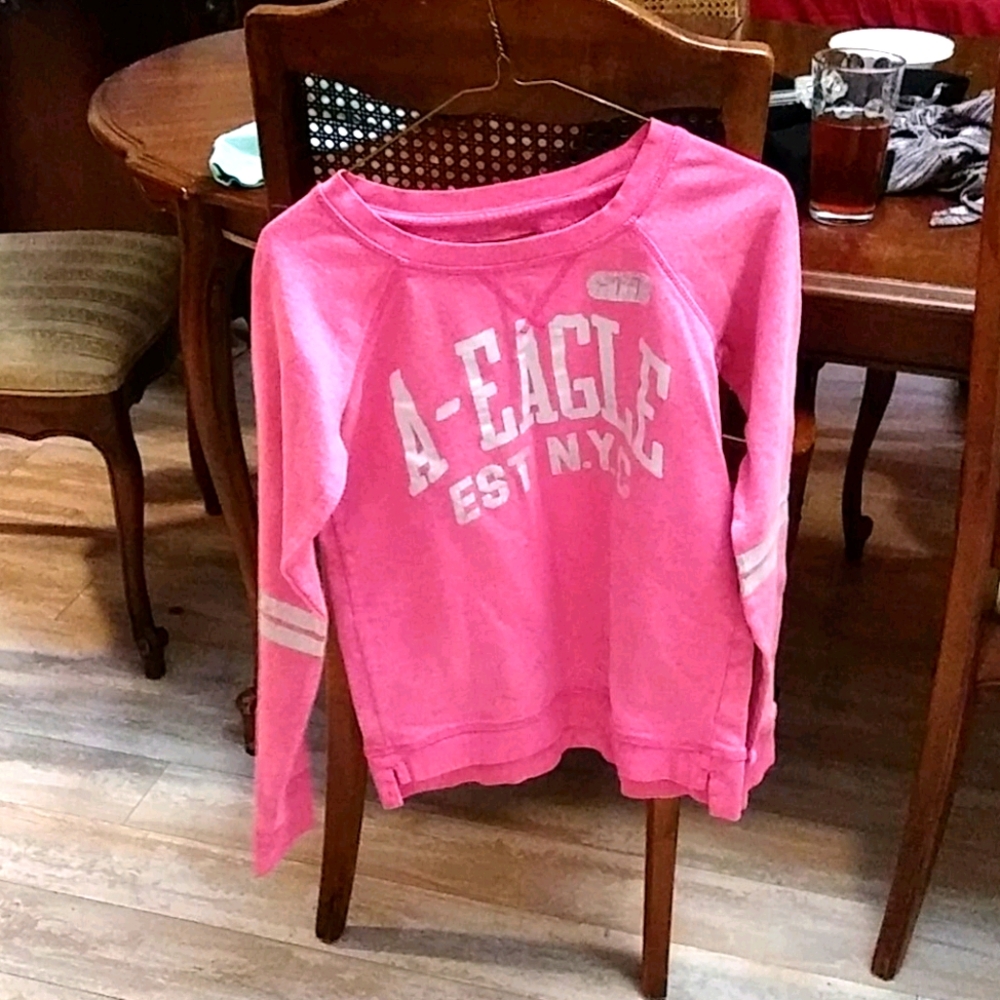 Pink and white American Eagle sweater